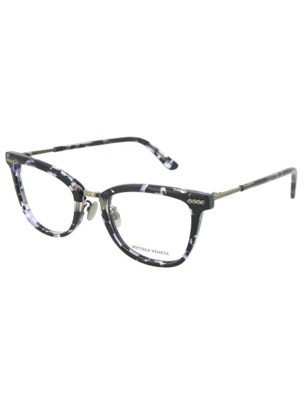 New Bottega Veneta Women's Eyeglasses Square Rectangle Shiny Black Violet Havana